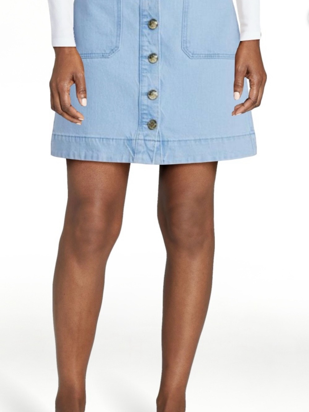 Free Assembly Women's Button Front Denim Mini Skirt - Picture 2 of 5